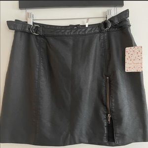 Free people black leather skirt NWT size 12